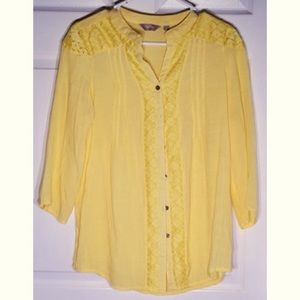CORAL BAY yellow blouse with lace trim